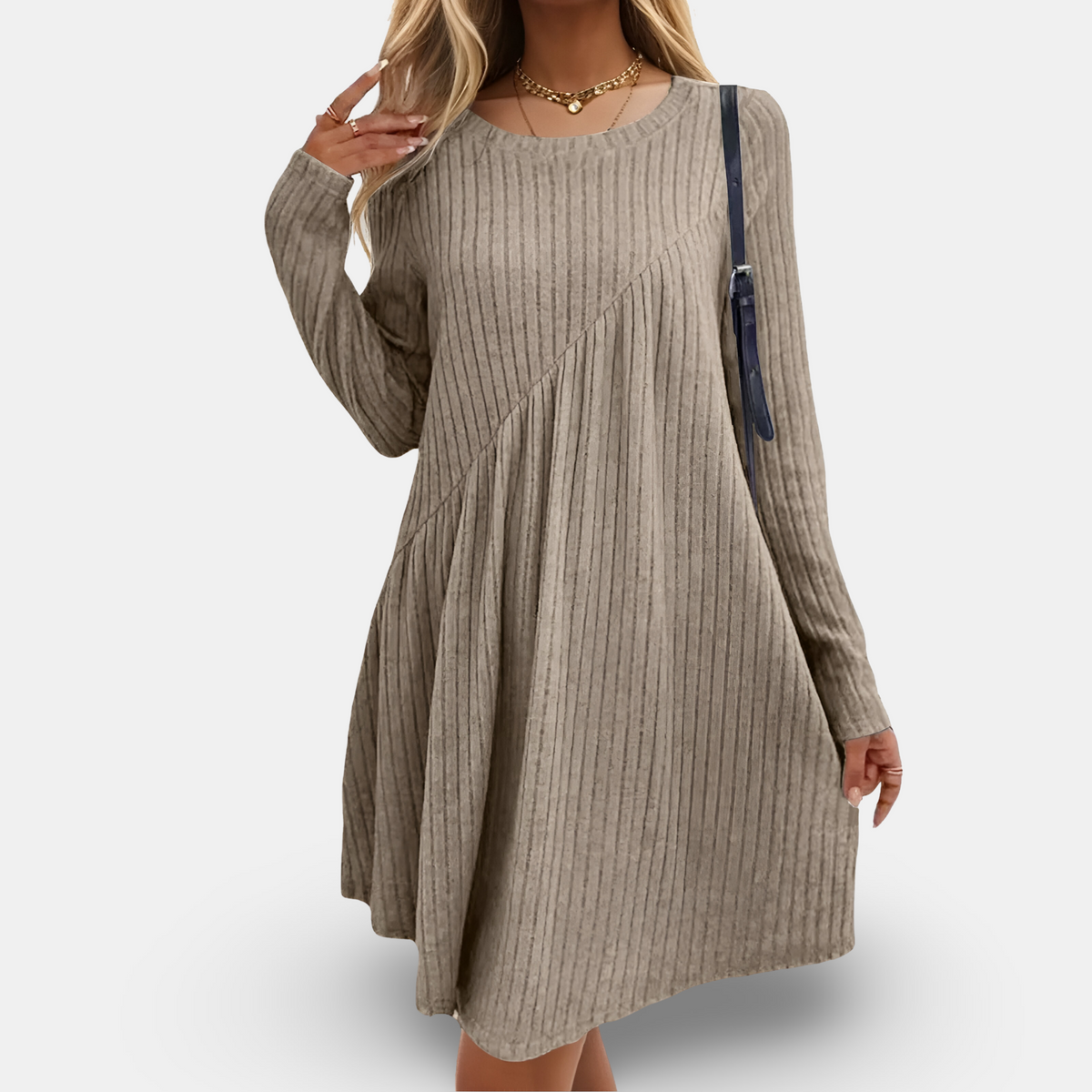 Variant image for Elegant Long Sleeve Womens Dress in Soft Cotton Blend for All Occasions, Comfortable and Versatile Casual or Formal Wear-1