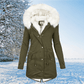 Women’s Warm Parka - Mid Thigh Tailored, Faux Fur, Winter
