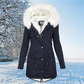 Women’s Warm Parka - Mid Thigh Tailored, Faux Fur, Winter