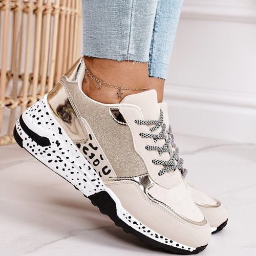 Comfortable Sneakers for Foot Pain Relief with Supportive Rubber Sole, Lightweight Slip-Resistant Design, Available in Gold and Silver-1
