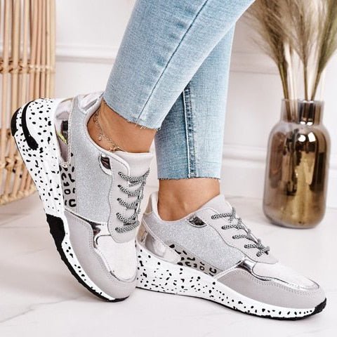 Comfortable Sneakers for Foot Pain Relief with Supportive Rubber Sole, Lightweight Slip-Resistant Design, Available in Gold and Silver-2