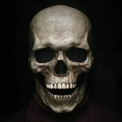 Full Realistic Head Skull Mask with Movable Jaw - Unisex Halloween & Cosplay Accessory for Ultimate Spooky Experience