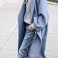 Women Oversized Long Winter Coat - Relaxed Wool, For Cold
