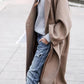 Women Oversized Long Winter Coat - Relaxed Wool, For Cold