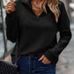 Plush Relaxed Womens Pullover - Ribbed Zip, Polyester, Casual