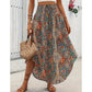 Bohemian Multicolored Maxi Skirt for Women, Paisley Print, Elastic Waistband, Flowy Long Skirt, Comfortable Summer Wear-1