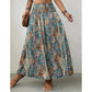 Bohemian Multicolored Maxi Skirt for Women, Paisley Print, Elastic Waistband, Flowy Long Skirt, Comfortable Summer Wear-2
