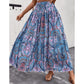 Bohemian Multicolored Maxi Skirt for Women, Paisley Print, Elastic Waistband, Flowy Long Skirt, Comfortable Summer Wear-4