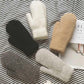 Women Warm Mittens - Ribbed Cuff Plush Faux Fur, Winter