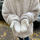 Women Warm Mittens - Ribbed Cuff Plush Faux Fur, Winter