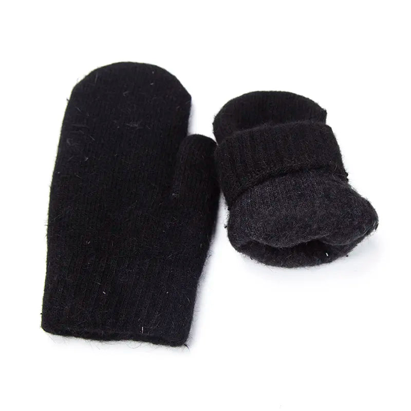 Women Warm Mittens - Ribbed Cuff Plush Faux Fur, Winter