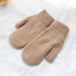 Women Warm Mittens - Ribbed Cuff Plush Faux Fur, Winter