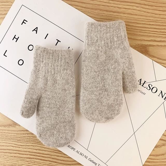 Women Warm Mittens - Ribbed Cuff Plush Faux Fur, Winter