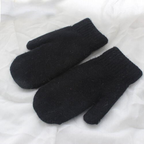 Women Warm Mittens - Ribbed Cuff Plush Faux Fur, Winter