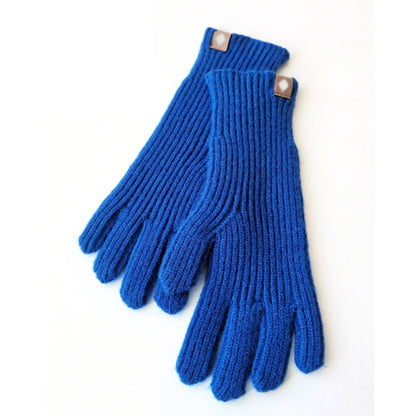 Cozy Warm Gloves - Ribbed Slim Knit, Cotton Blend, Winter