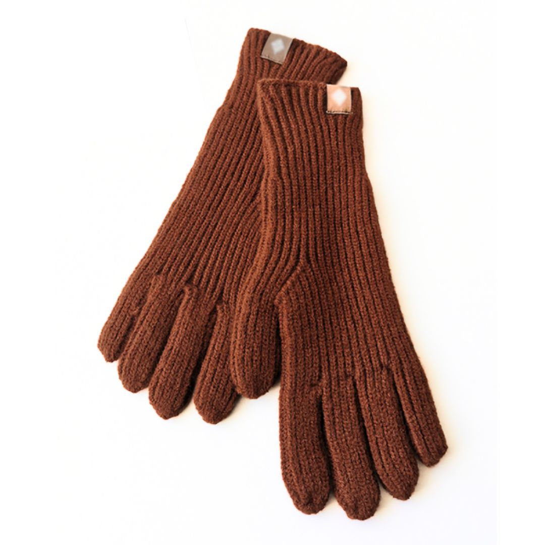 Cozy Warm Gloves - Ribbed Slim Knit, Cotton Blend, Winter