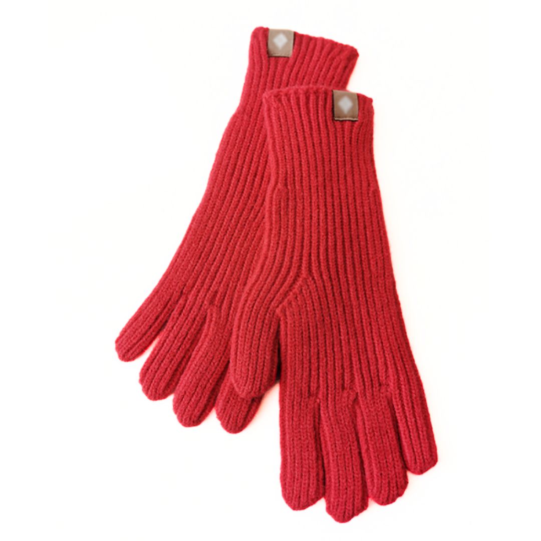 Cozy Warm Gloves - Ribbed Slim Knit, Cotton Blend, Winter