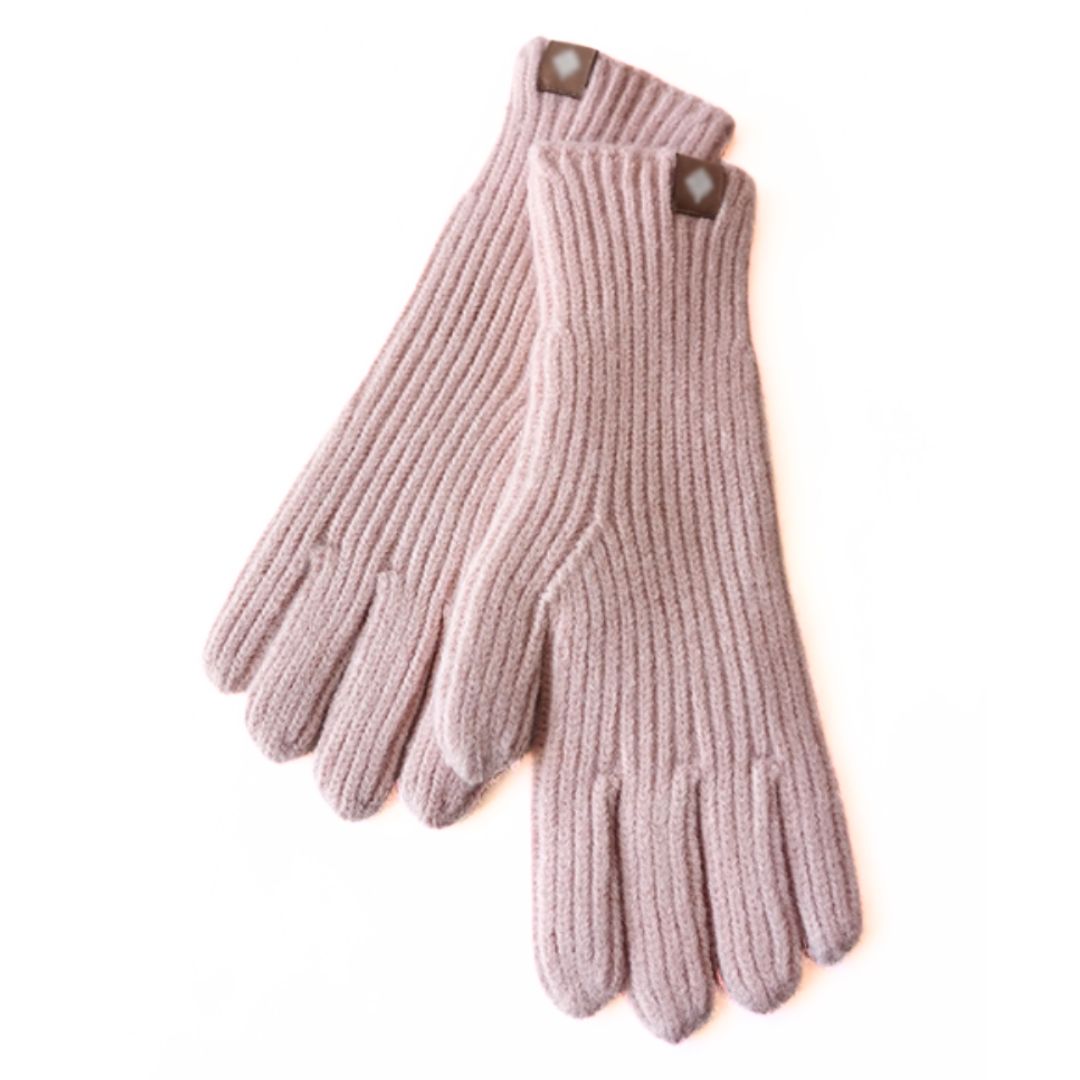 Cozy Warm Gloves - Ribbed Slim Knit, Cotton Blend, Winter