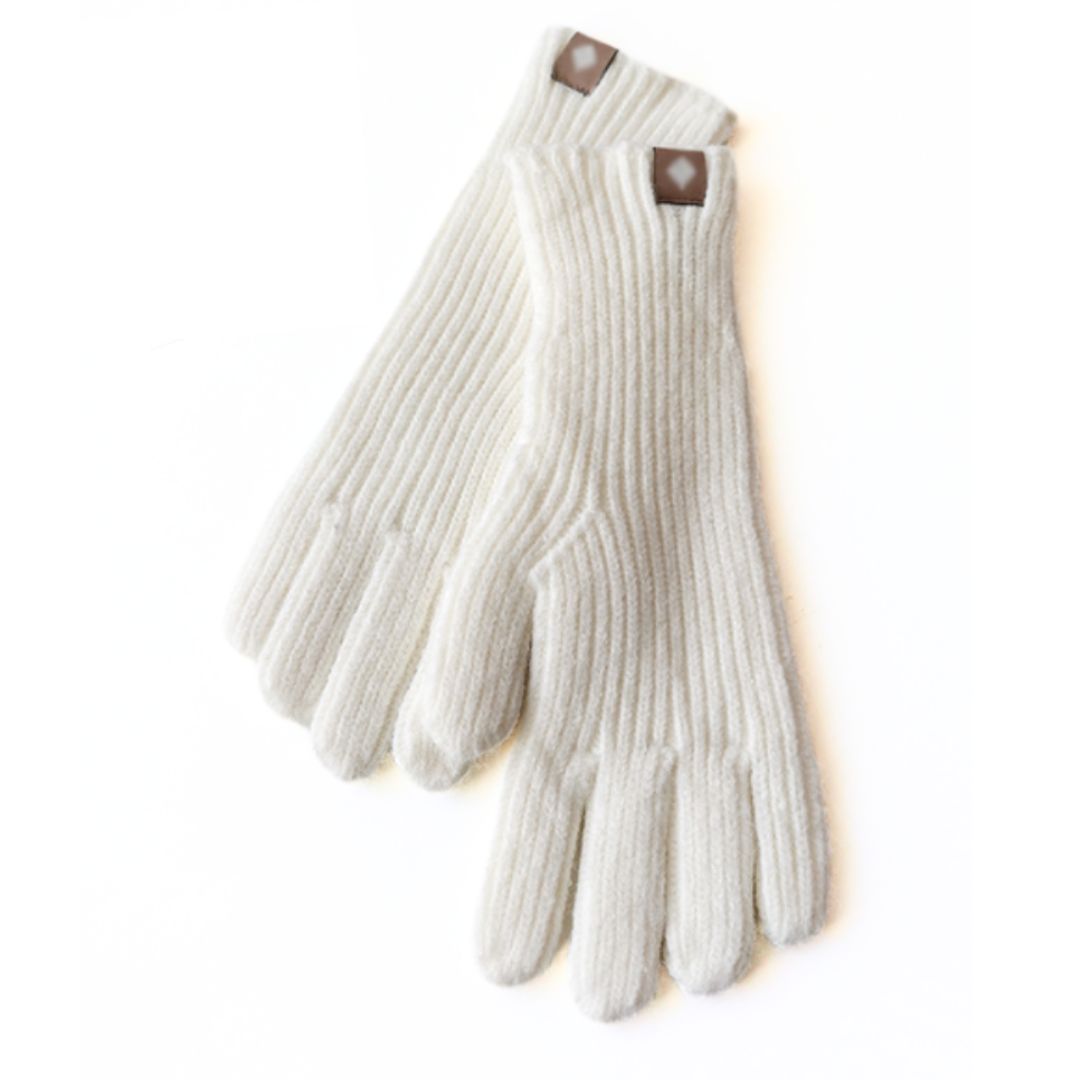 Cozy Warm Gloves - Ribbed Slim Knit, Cotton Blend, Winter