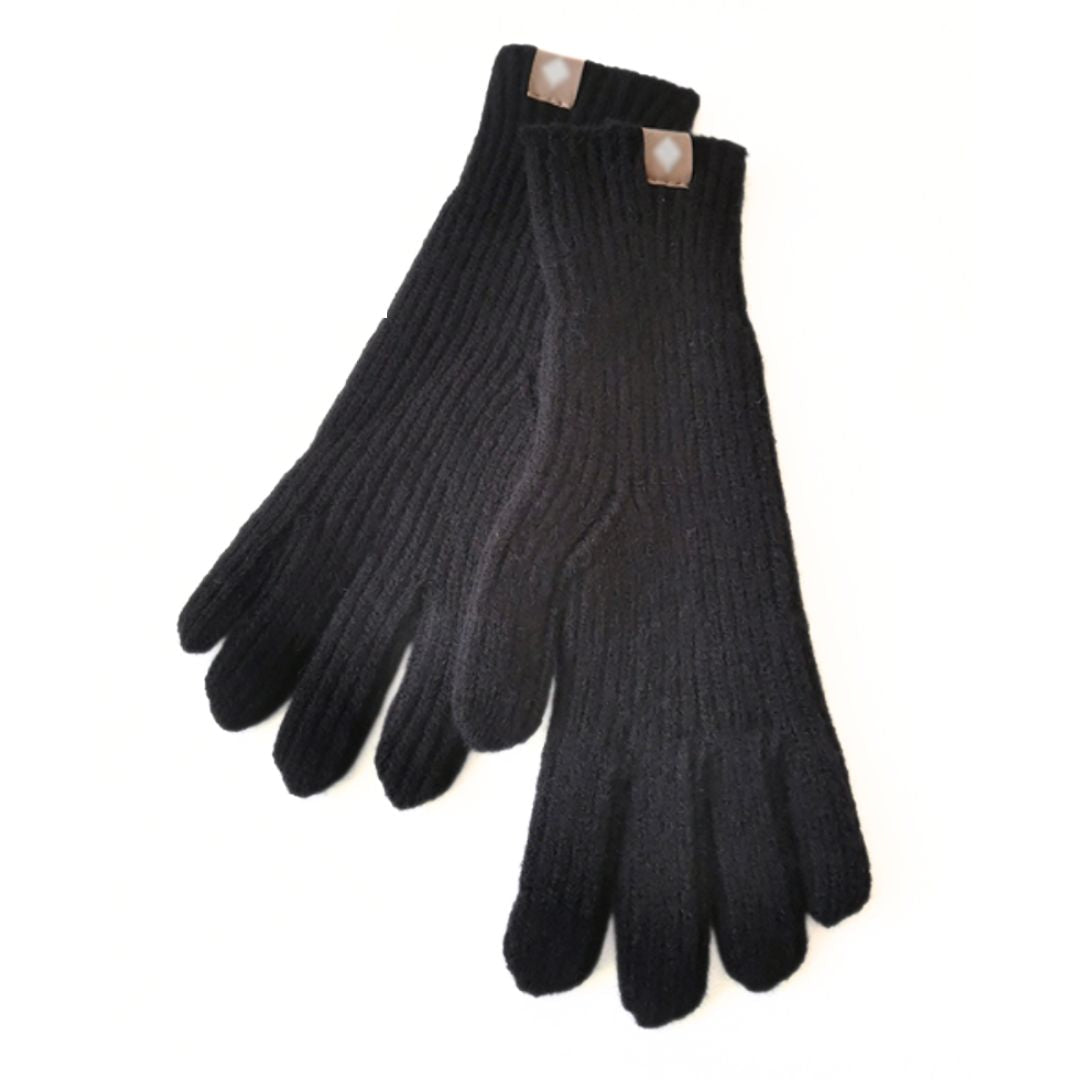 Cozy Warm Gloves - Ribbed Slim Knit, Cotton Blend, Winter
