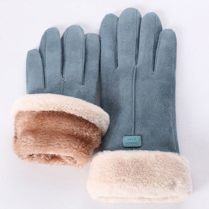 Cozy Warm Womens Gloves - Five-Finger Suede Fleece Winter