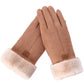 Cozy Warm Womens Gloves - Five-Finger Suede Fleece Winter