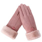Cozy Warm Womens Gloves - Five-Finger Suede Fleece Winter