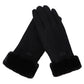 Cozy Warm Womens Gloves - Five-Finger Suede Fleece Winter