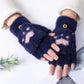 Plush Women’s Fingerless Mittens - Minky Foldover, Winter