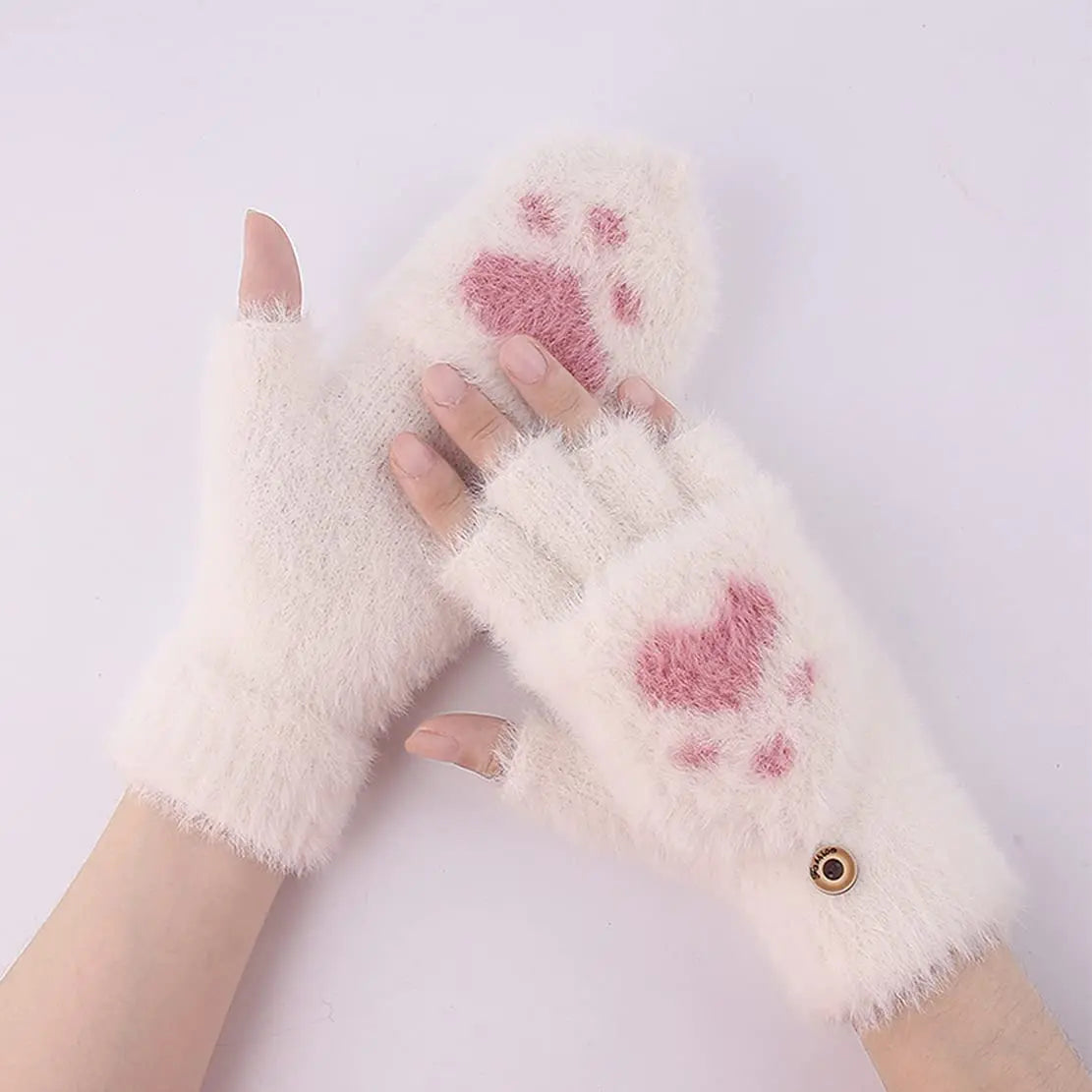 Plush Women’s Fingerless Mittens - Minky Foldover, Winter