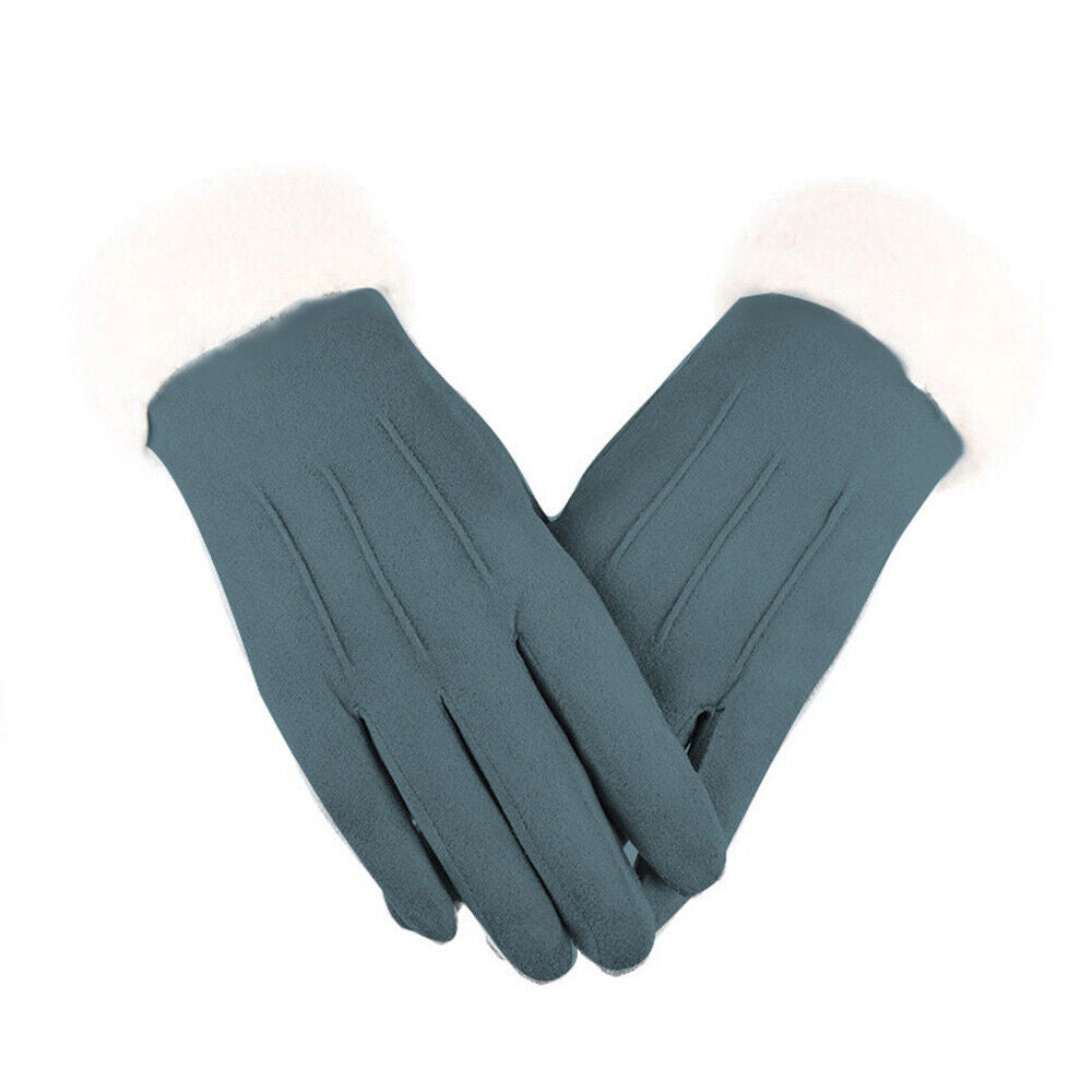 Womens Windproof Gloves - Touchscreen Faux Suede, Winter