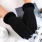 Womens Windproof Gloves - Touchscreen Faux Suede, Winter