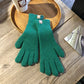 Women Warm Gloves - Ribbed Full Finger, Cotton Blend
