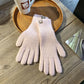 Women Warm Gloves - Ribbed Full Finger, Cotton Blend