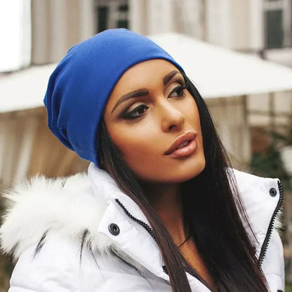 Plush Cozy Womens Beanie - Slouch Back, Cotton Blend, Winter