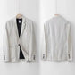 Men's Linen Suit - Slim Fit 100% Breathable Linen Summer Shirt and Pants Set in Beige, Light Gray, Dark Blue-4