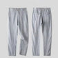 Men's Linen Suit - Slim Fit 100% Breathable Linen Summer Shirt and Pants Set in Beige, Light Gray, Dark Blue-6