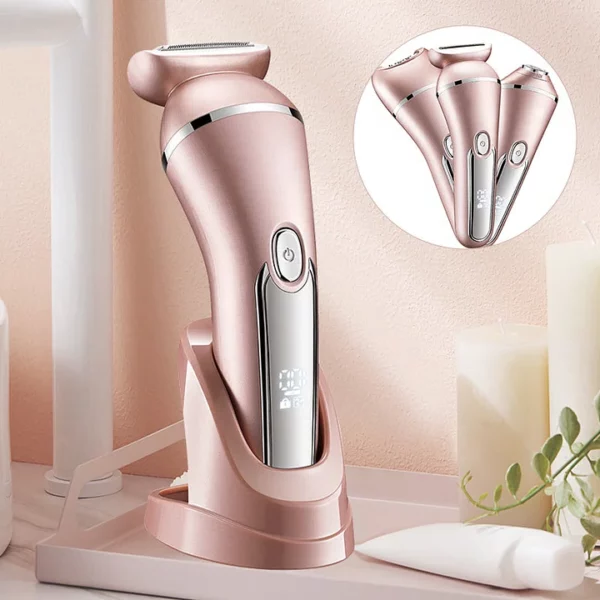 Motor-Driven Shaver Rose Gold 3-In-1 Water-Resistant, Body Hair Removal, Dock Included, Spring 2026 Gift