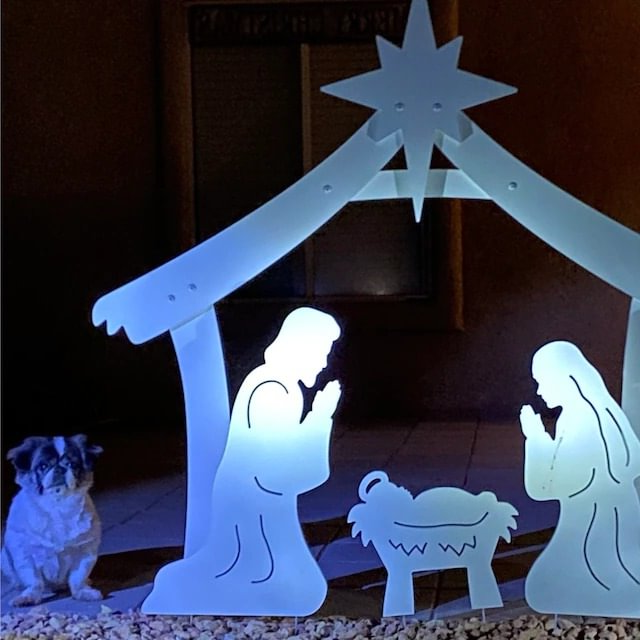 Outdoor2025 Edition Nativity Kit Four Piece Silhouette Holy Family Display Sturdy Christmas Yard Decor
