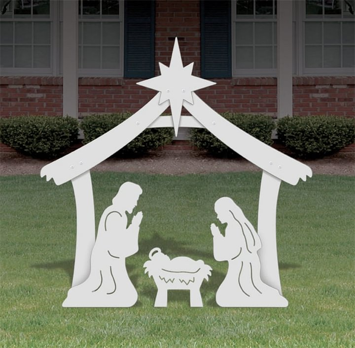 Outdoor2025 Edition Nativity Kit Four Piece Silhouette Holy Family Display Sturdy Christmas Yard Decor