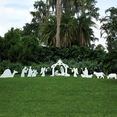 Outdoor2025 Edition Nativity Kit Four Piece Silhouette Holy Family Display Sturdy Christmas Yard Decor