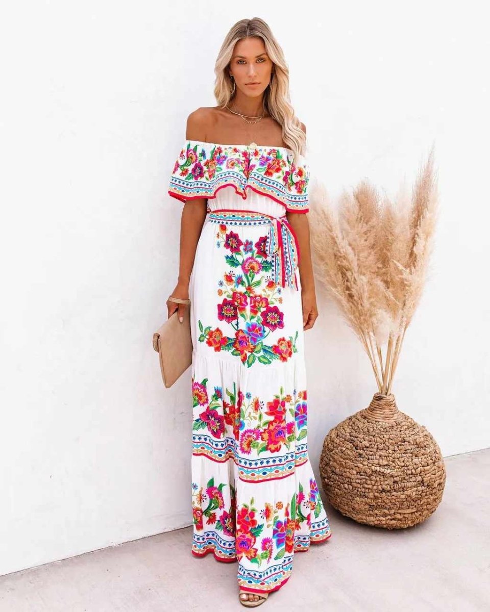Variant image for Maxi Boho Beach Dress for Women with Unique Print and Fluid Silhouette, Lightweight Fabric for Summer Outings and Events-1