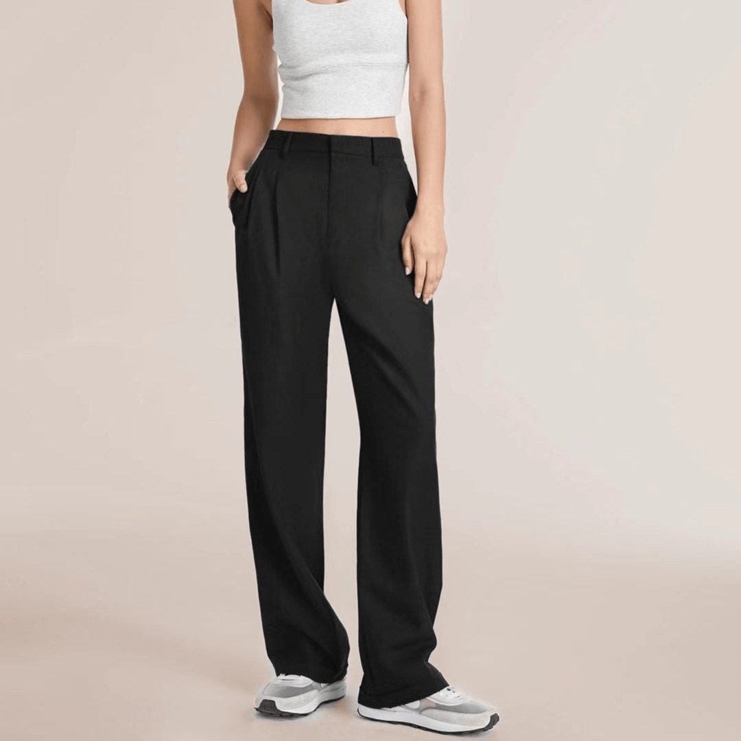 High-Waisted Wide Leg Trousers for Women, Comfortable Polyester, Flattering Fit, Versatile Style, Suitable for Business and Formal Events-1