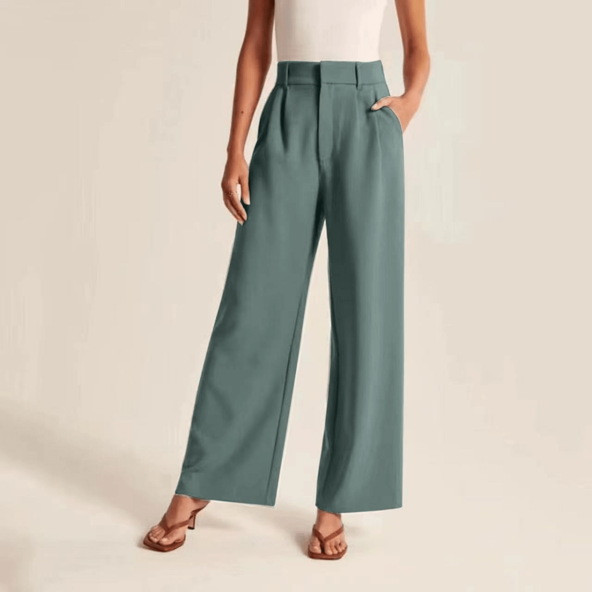 High-Waisted Wide Leg Trousers for Women, Comfortable Polyester, Flattering Fit, Versatile Style, Suitable for Business and Formal Events-4