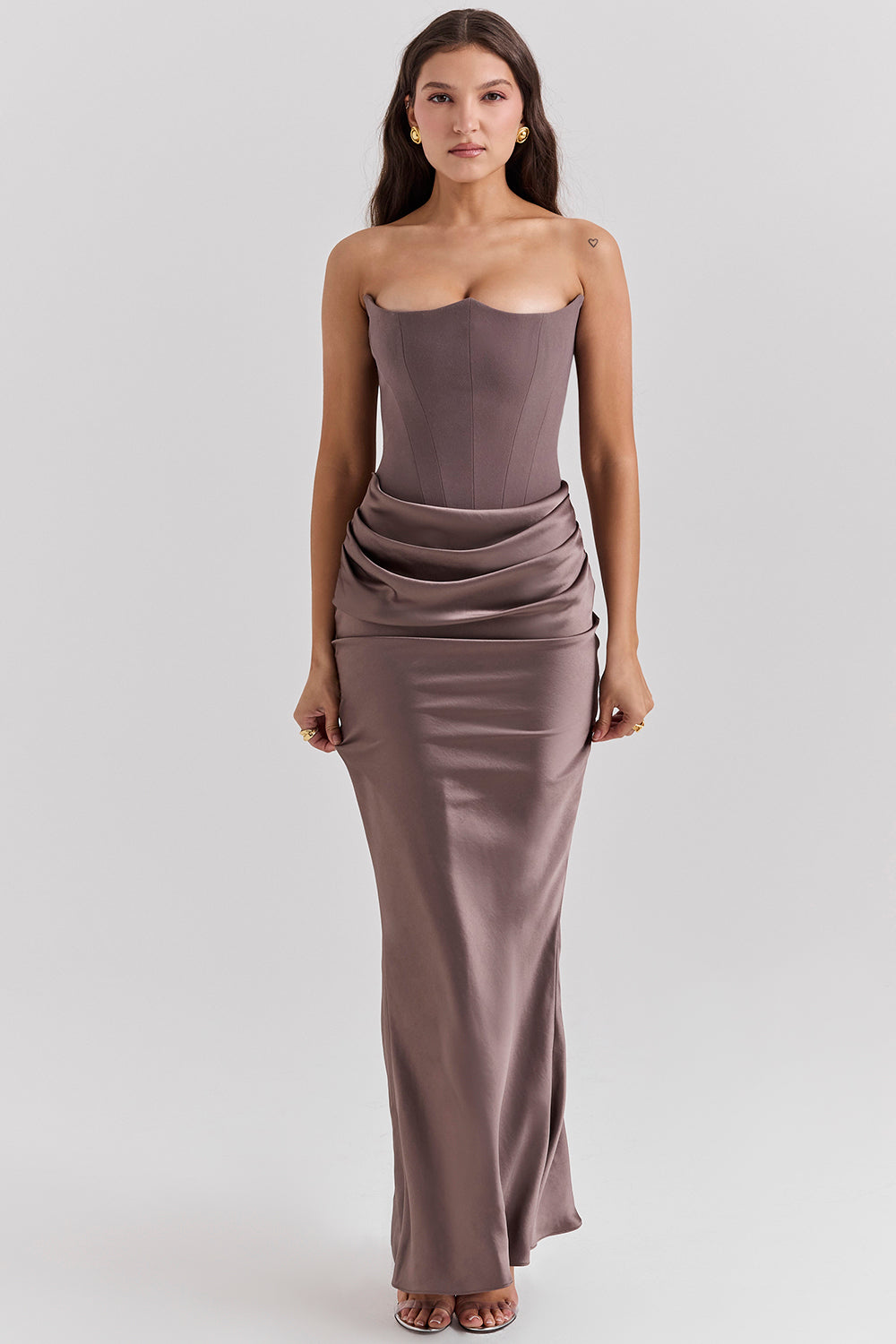 Strapless Corset Maxi Dress for Women, Elegant Long Dress with Tailored Fit for Formal Occasions-1
