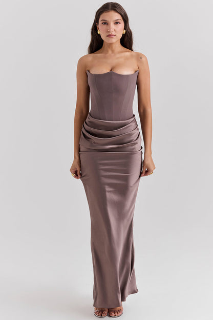 Variant image for Strapless Corset Maxi Dress for Women, Elegant Long Dress with Tailored Fit for Formal Occasions-1