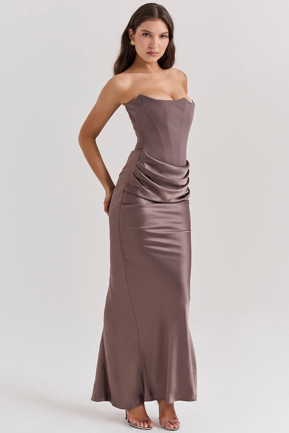 Strapless Corset Maxi Dress for Women, Elegant Long Dress with Tailored Fit for Formal Occasions-5