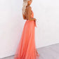 Elegant Orange Summer Dress with Adjustable Straps, Lightweight Polyester, Women's Cocktail and Wedding Guest Dress-4