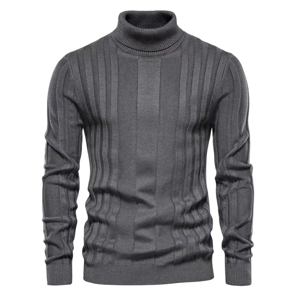 Men’s Fitted Turtleneck Sweater - Slim Knit For Winter