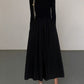 Long Sleeve Women's Dress with Pockets, Elegant Knee-Length Formal Dress for Work and Casual Events-1